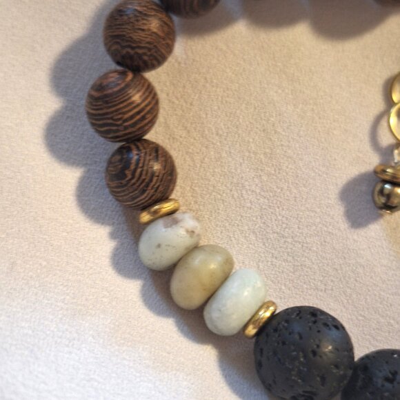 Artisan Handmade Amazonite Lava Stone Diffuser Beaded Bracelet - Picture 3 of 4